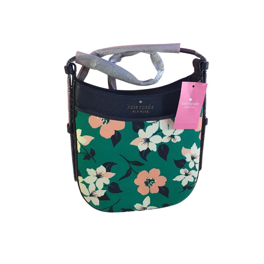 NWT Kate Spade Leila Lily Blooms Floral Canvas Crossbody Green Multi K7307